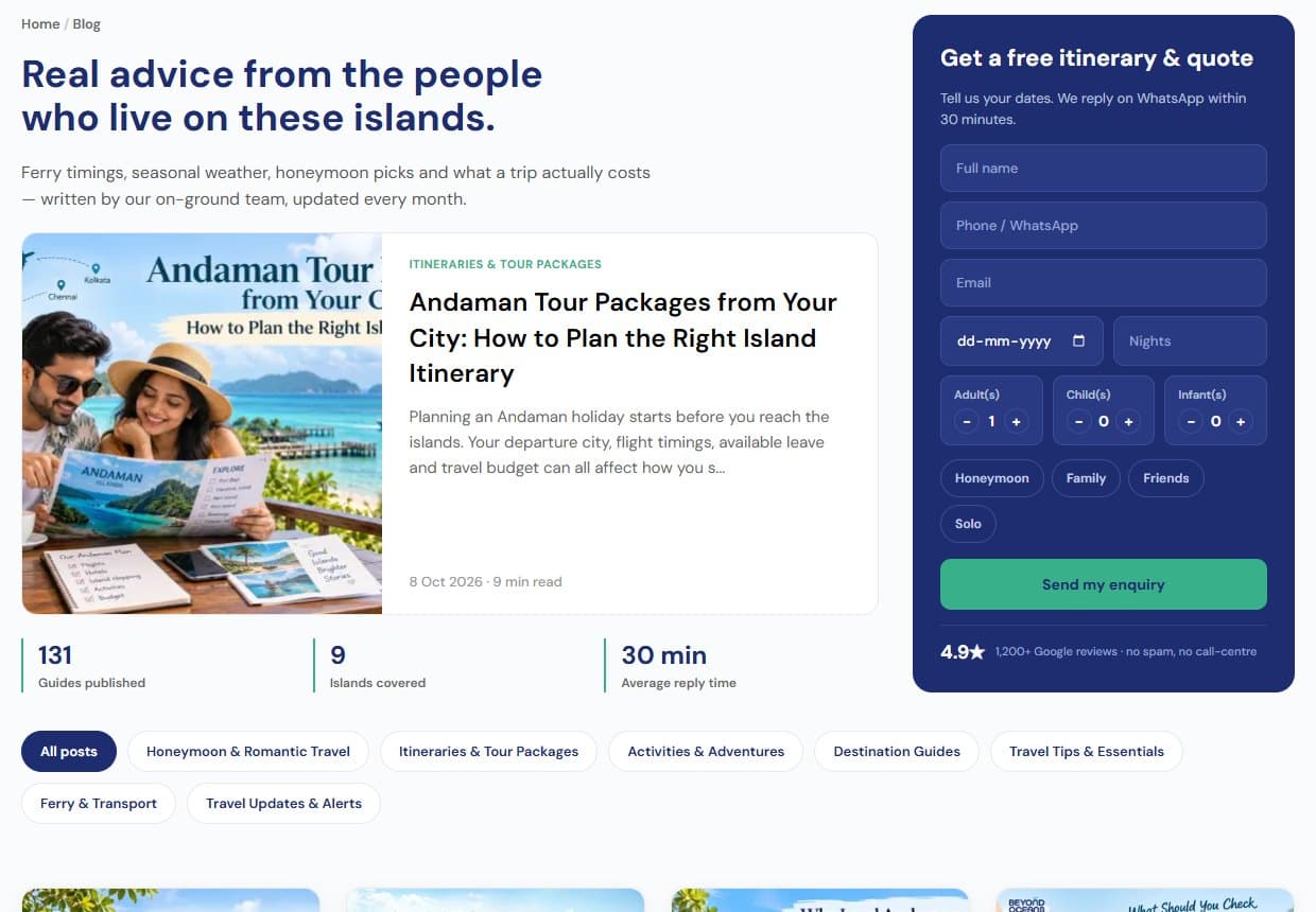 A travel blog that brings travellers in