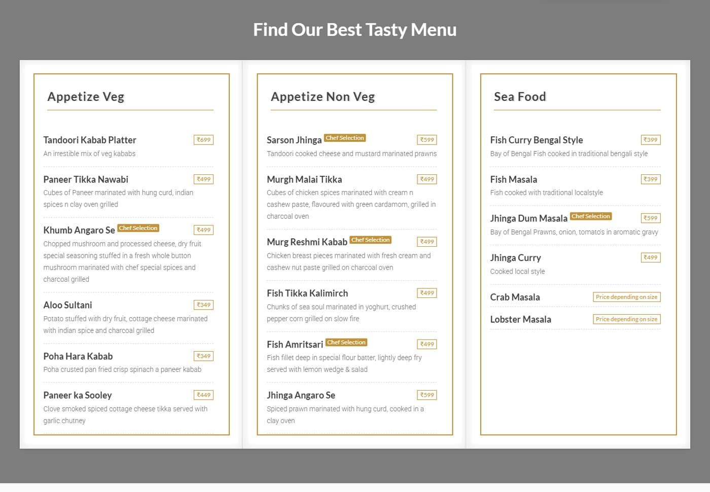 The whole menu, priced and easy to scan